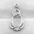 Sterling Silver 11*15mm Semi Mount Pendant Empty Frame Blank Support Setting S925 Base Holder Without Center Stone for DIY Inlay