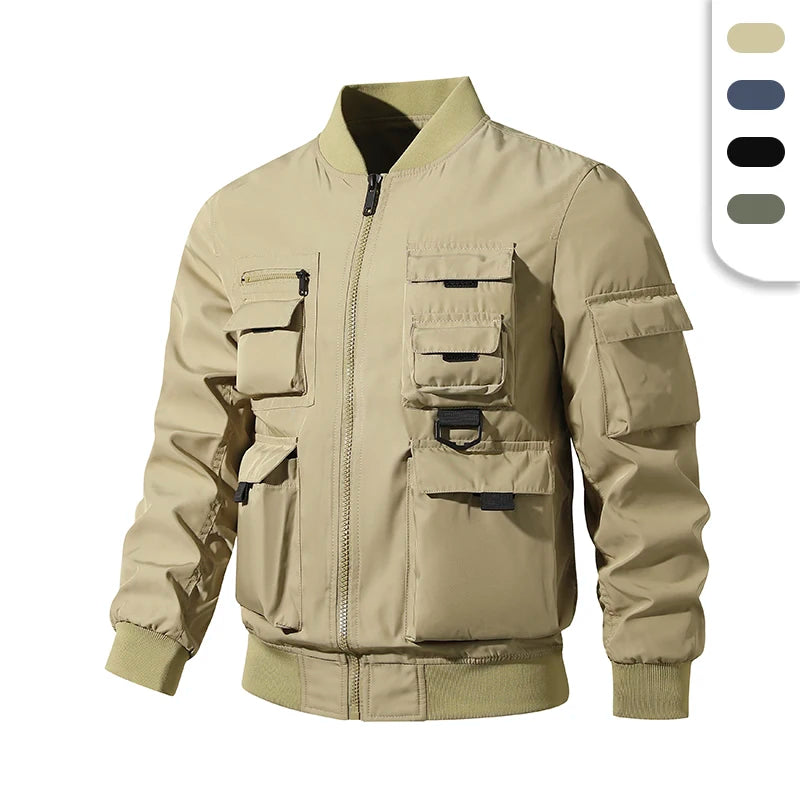 Men's Multi Pockets Funstional Outdoor Jackets With Custom Logo Smart Casual Softshell Windbreaker Jackets