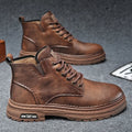 Y PU 39-44 Black Brown Thick-soled Mid-top Casual Shoes Short Boots for Men