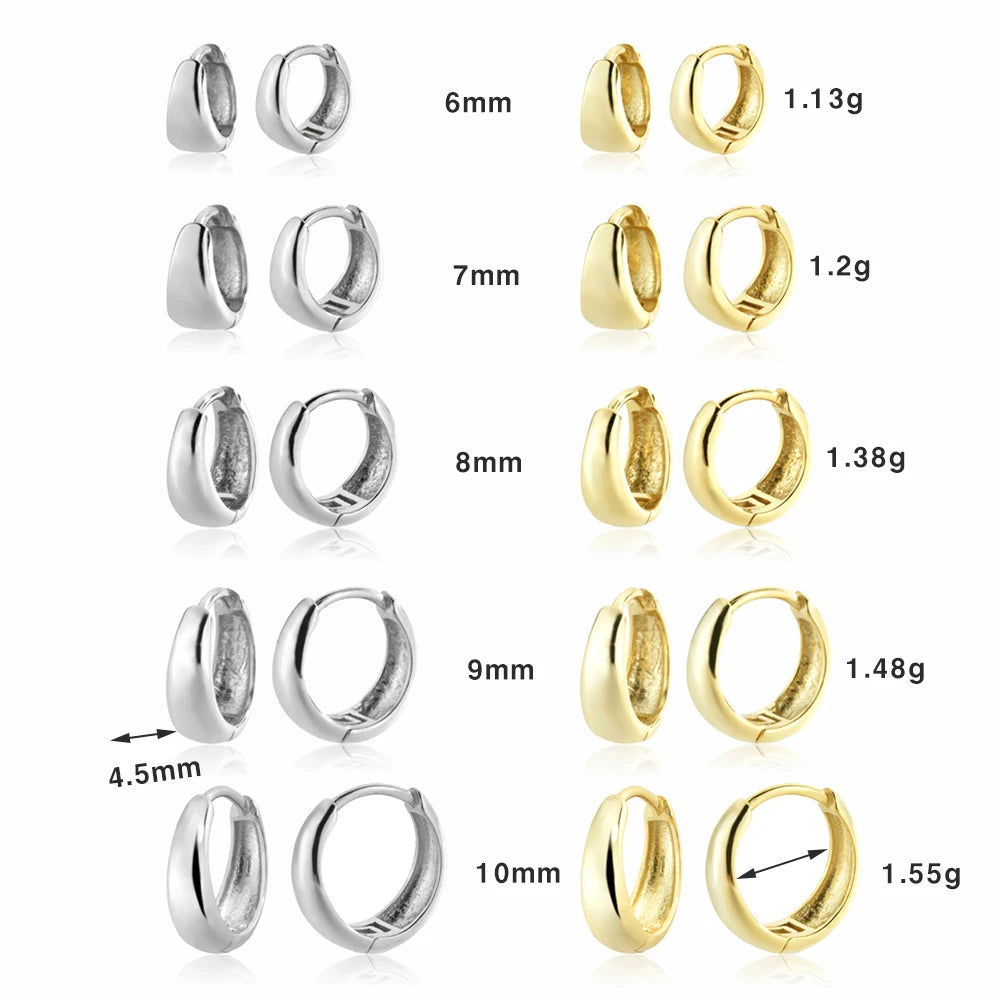 FUAMAY American Design Gold Plated Hoop Earrings Waterproof No Fading Clip on Gift Earrings 6mm 7mm 8mm 9mm 10mm Simple Earrings