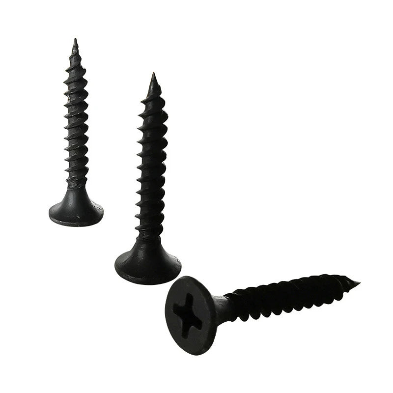 OEM Black DIN 7505 Metric Carbon Steel Phosphating Chipboard Drywall Screw for Wood Furniture ISO9001 Certified