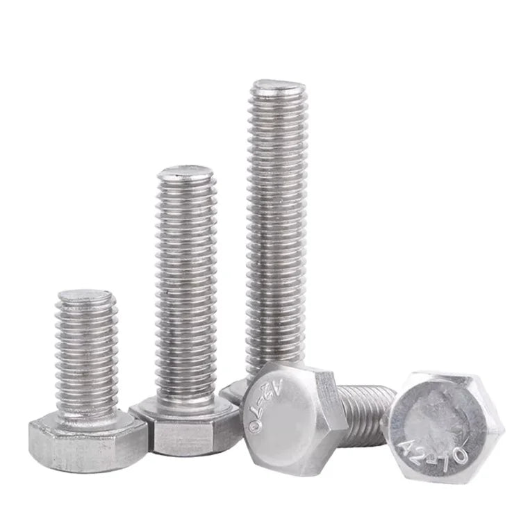 304 Stainless Steel M8 Metric External Hexagon Head Full Thread Bolt Outside Hex Head Fully Threaded Screw DIN933 Standard