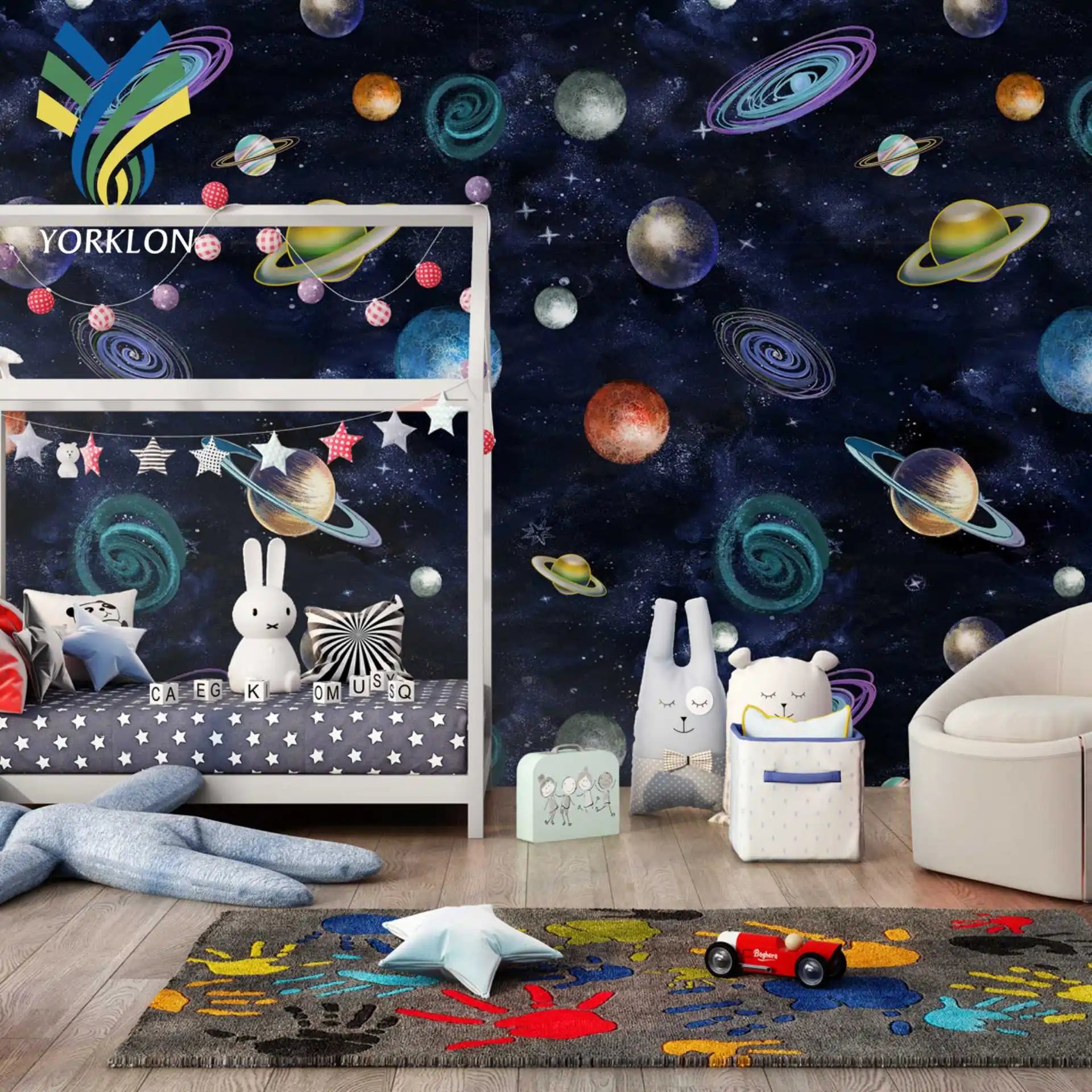 Custom 3D Wallpaper Modern Galaxy Stars Mural for Children's Room Waterproof and Moisture-Proof Custom Printing