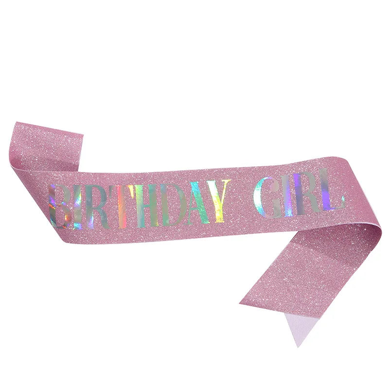 Colorful Foil 'Birthday Girl' Glitter Sash Custom Birthday Sash for Birthday Party
