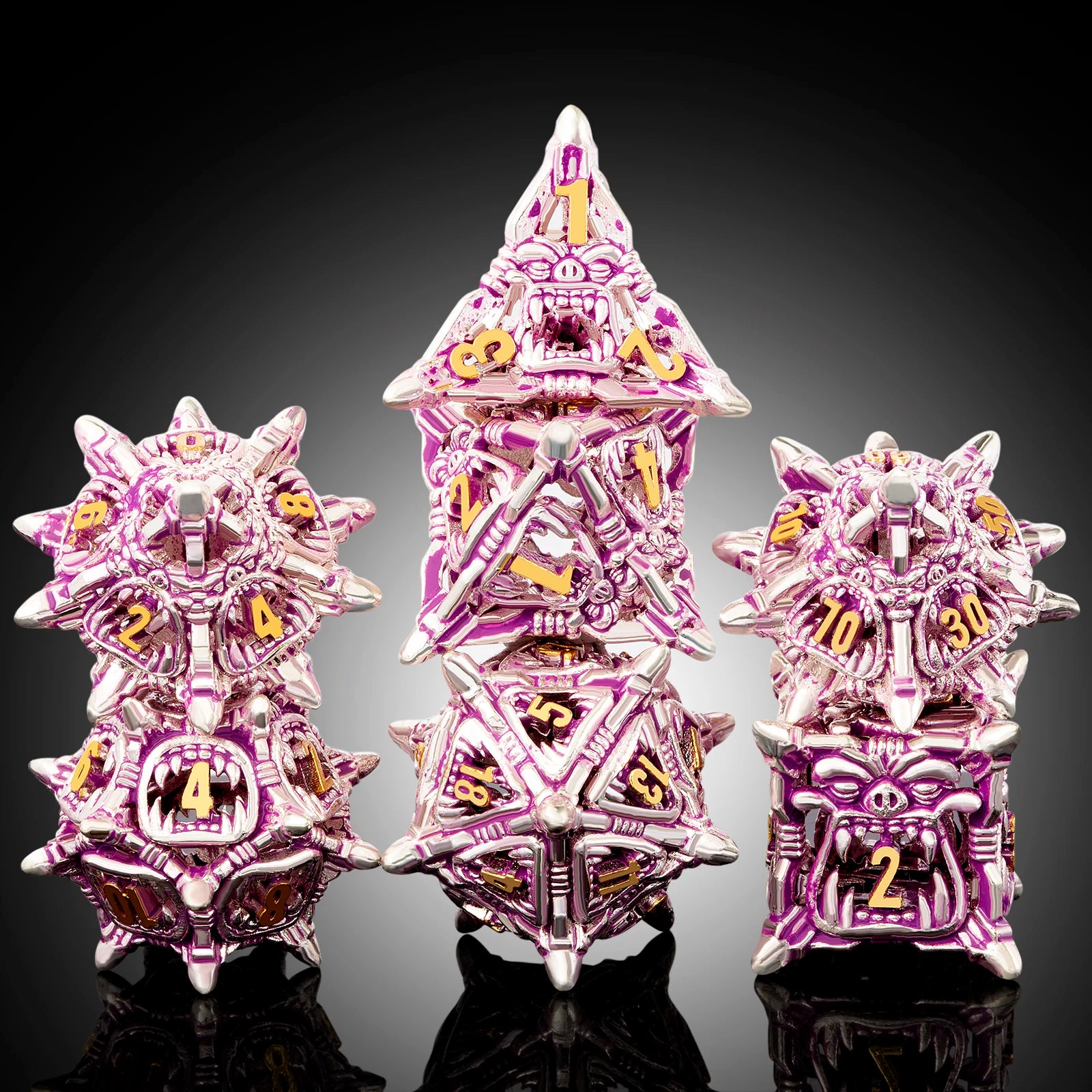 Factory Customized Wholesale D&D Metal Dice Set 7-Piece Polyhedral & Square Shapes 18mm for RPG Games