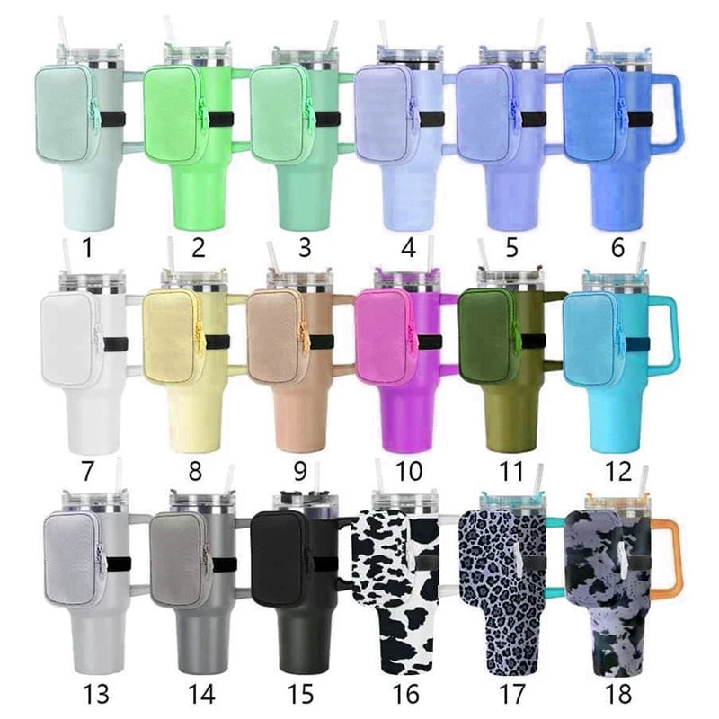 Custom Durable Neoprene White Sublimation Blank 20Oz 30Oz 40Oz Water Bottle Tumbler Accessory Zipper Pouch Purse Bag