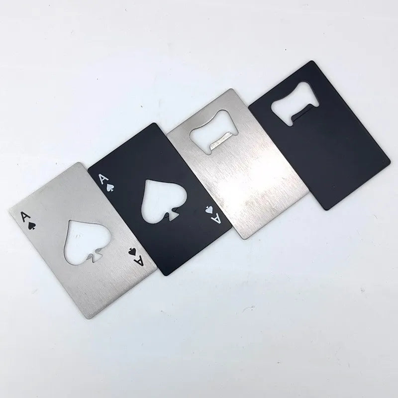 Personalised Flat Stainless Steel Card Ace Spades Poker Beer Bottle Opener Creative Metal Wallet Sized for Parties Customized