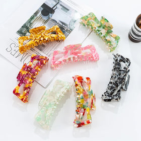 Qianjin Hot-Selling High Quality Fashionable Oversized Bow Acetate Fiber Hairpin with Temperament Hair Claws on the Back