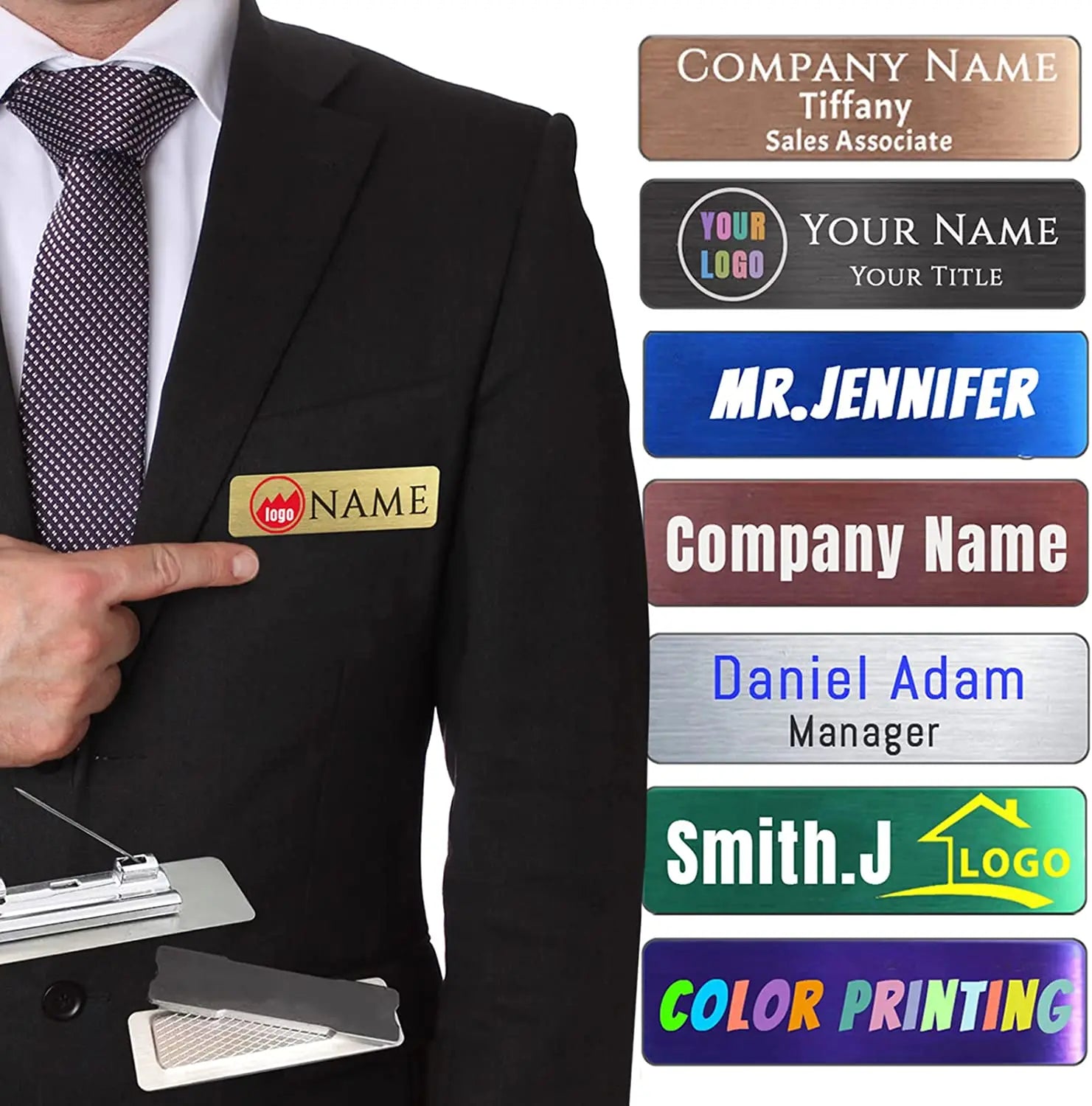 Custom Name Tag With Logo Personalized Name ID Badge With Magnet Pin Backing for Uniforms Employees Staff Doctors Nurse