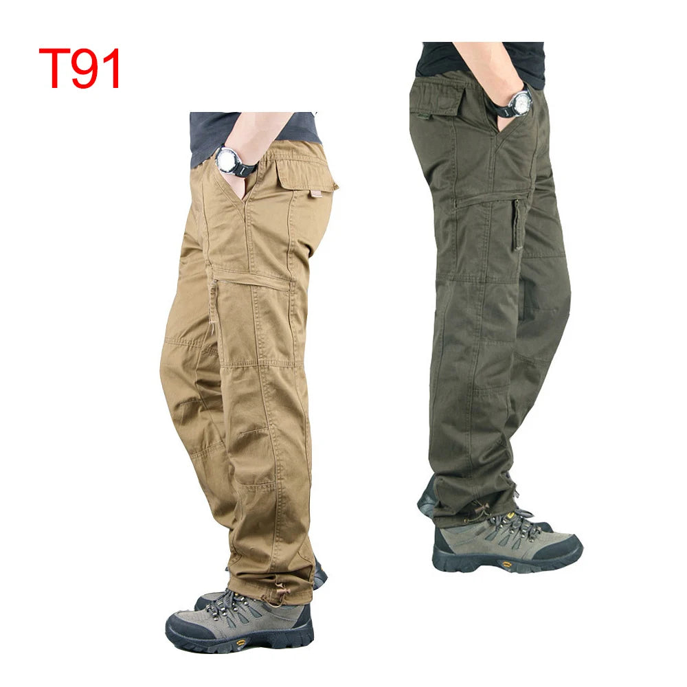 Men's 100% Cotton Tactical Pants Worker Outdoor Fans Hiking Hunting Climbing Multi Pockets Cargo Pant Trousers