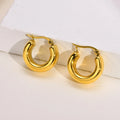HOVANCI 18K Gold Plated Shiny Hollow C Chunky Hoop Earring Ear Piercing Jewelry Stainless Steel Hoop Earring for Women