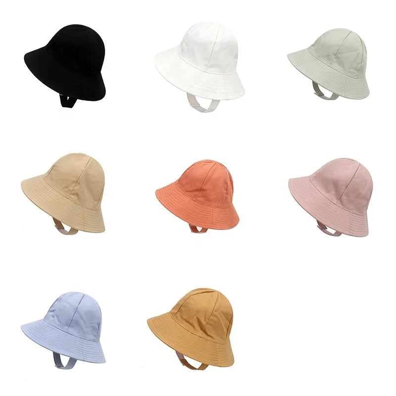 Landfond Accessory Summer Baby Sun Hat Baby Bucket Cute Wide Brim Hat With Chin Strap Baby Kids Cap