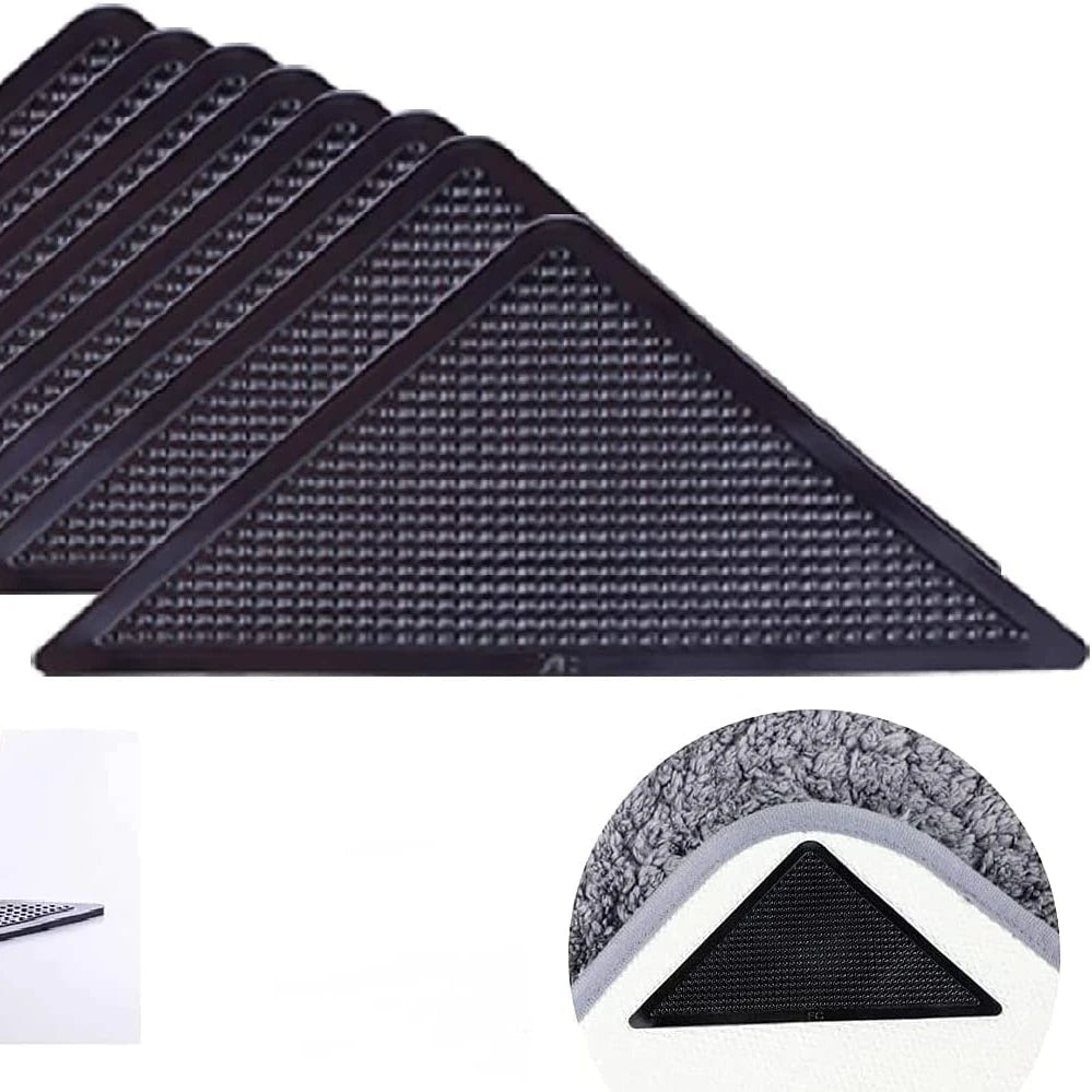 4Pcs/set Triangle Washable Reusable Rug Gripper Anti-skid Rubber Mat Non Slip Patch Tape for Tile Floors Carpets Corners Pad