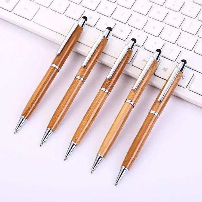 Promotional Gift Click Smooth Bamboo for Ballpoint Pen with Black Ink Eco-Friendly Logo Printed