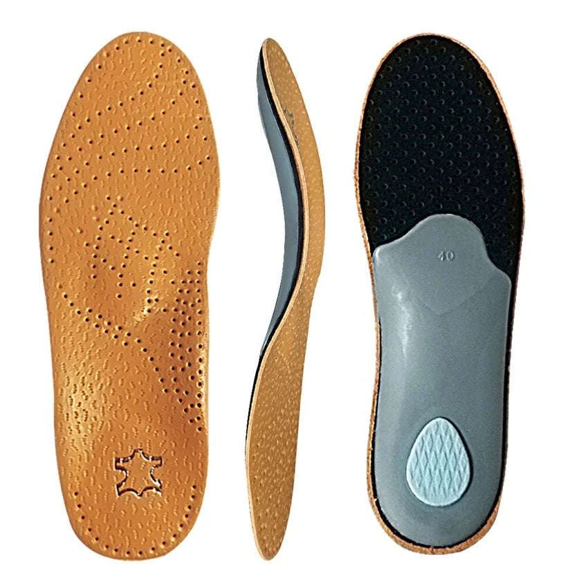 Leather Orthotic Insole for Flat Feet Arch Support Orthopedic Shoes Insoles for Flat Feet Men Women Children O/X Leg Corrected MegaBDM