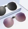 Yiwu Wholesale Fashion Women Super Light Rimless Diamond Cutting Stock TAC Blue UV400 Polarized Clip-on Sunglasses