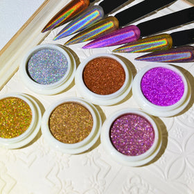 1Jar Holographic Laser Nail Powder Iridescent Magic Mirror Glitter Chrome Dust Pigment Gel Shinning Manicure Decorations