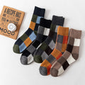 Promotional Casual Checkered Winter Thermal Crew Socks Women Men Fashion Street Patchwork Color Tube Socks Thickened