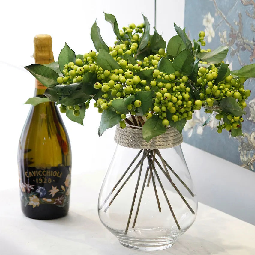E07493 Wedding Decor Berry Red Fruit Artificial Fruit Blueberry 3 Branch Artificial Berry for Artificial Flower Accessories