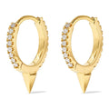 Gemnel Dainty 925 Silver Eternity 8mm Diamond Hoop Spike Huggie Gold Earrings