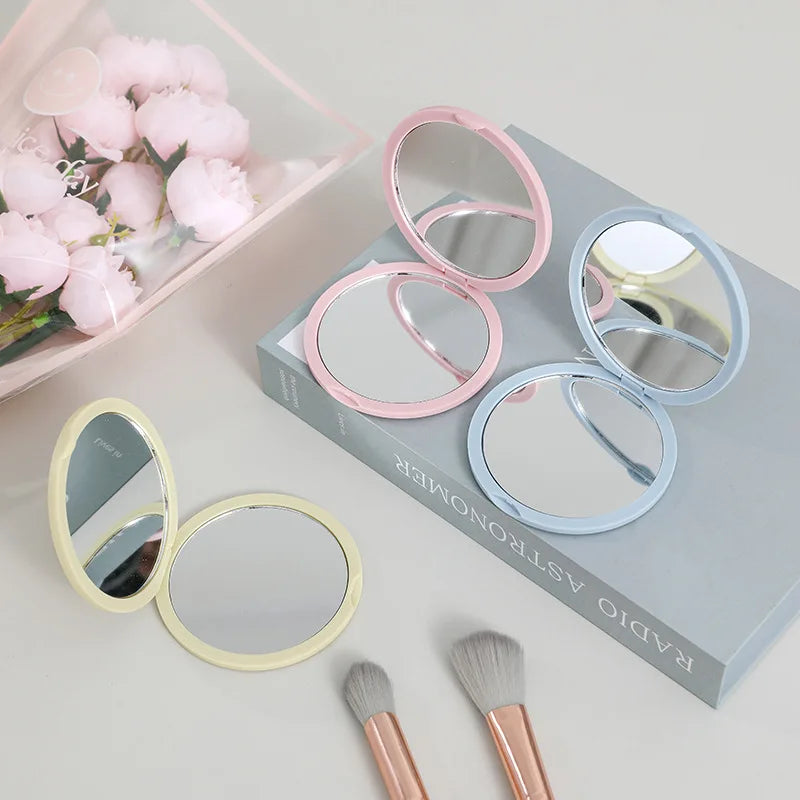 Customizable Portable Small Makeup Mirror Foldable Pocket Cosmetic Mirror Double-Sided Flip Cover for Cream Glue Application