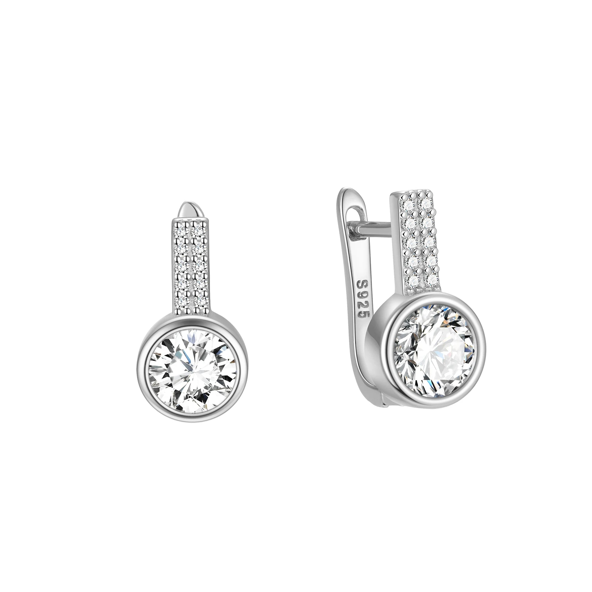 White Green Red Zircon Earrings 925 Sterling Silver U Shaped Round Cubic Zirconia Hoops for Women Fine Jewelry Wholesale