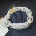 15mm Width Fashion Fire Shining Jewelry 925 Solid Silver Iced Out Hip Hop VVS1 Baguette Moissanite Cuban Link Chain Bracelet Men