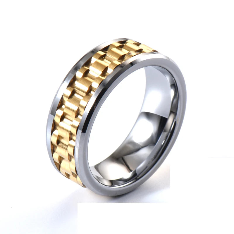 Fashion Trendy Mens Tungsten Carbide Rings 8mm Invisible Setting Inlay Wedding Bands for Festival Gift