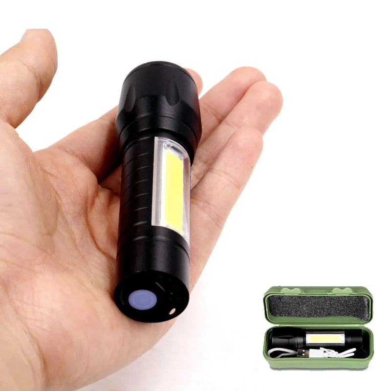 1000 Lumen Powerful 3Modes Mini Zoomable  LED Keychain Emergency COB+XPE Rechargeable USB Battery LED Tactical Torch Flashlights