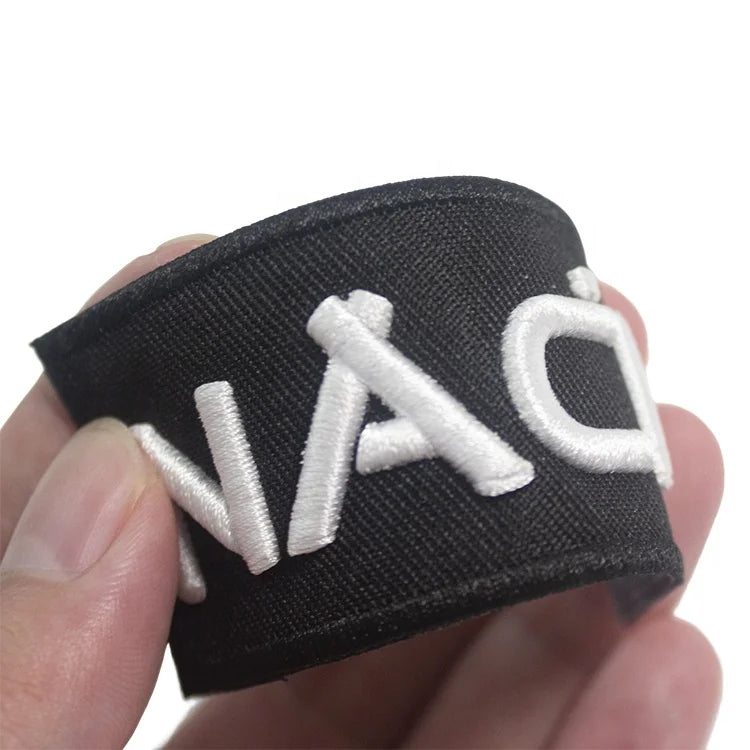 3d Embroidery Fabric Badges Wholesale Custom Design Logo Black Iron on Embroidered Patches for Hats