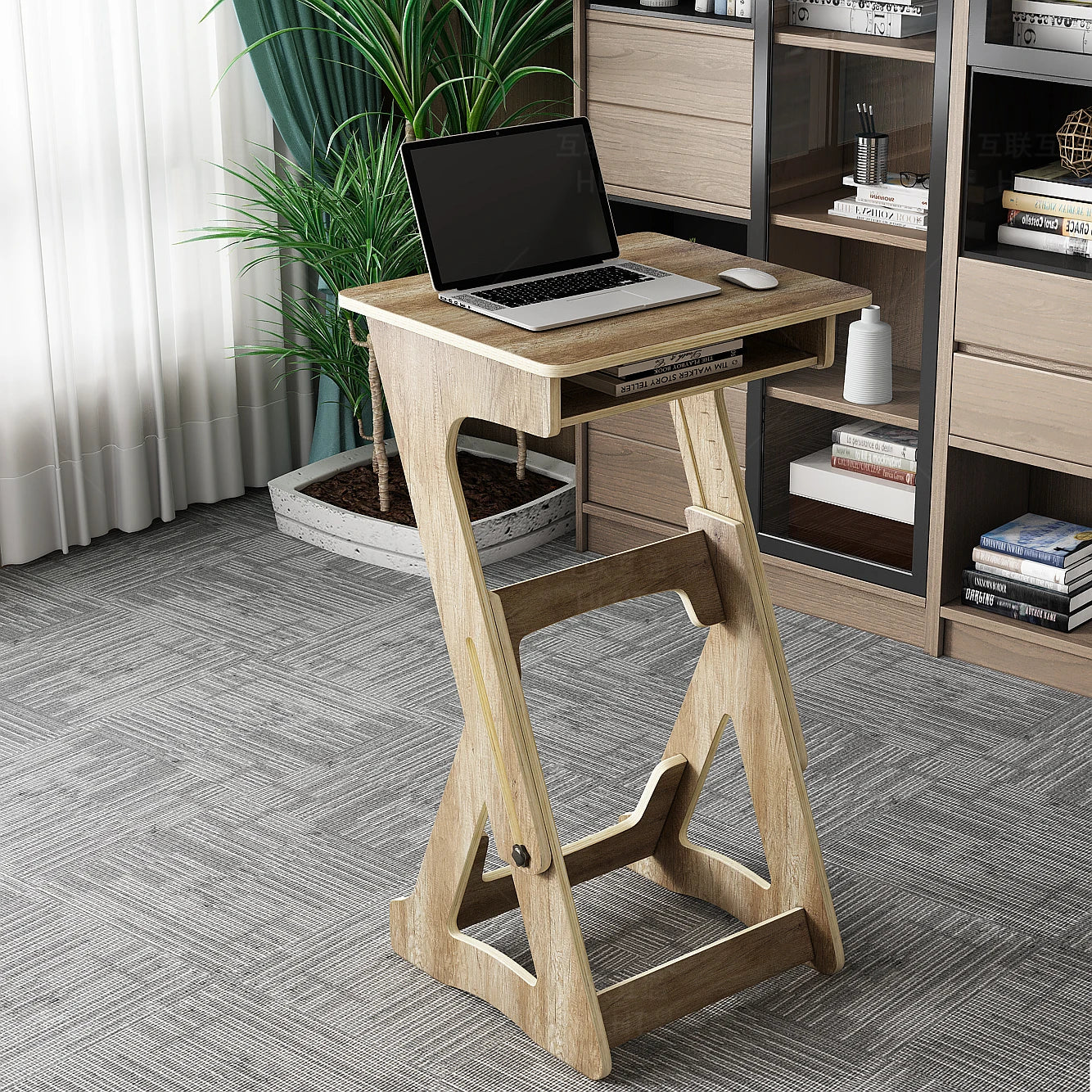 Portable Ergonomic Wood Laptop Desk No Screws Required Multipurpose Folding Table with Storage Height Adjustable Standing Desk