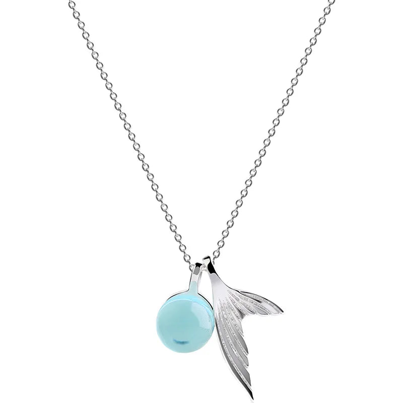 S925 Sterling Silver Necklace Korean Fashion Man Fish Foam Clavicle Chain Female Short Temperament Silver Jewelry