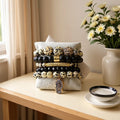 New Arrival Fashion Bohemia Jewelry Alloy Stone Beaded and Crystal Charm 5pc Stack Stretch Bracelets Bangle Set