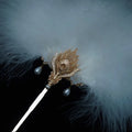 Hand-Decorated Black and White Large Round Metal Feather Fan for Bride and Bridesmaids Western Wedding Apparel Accessory