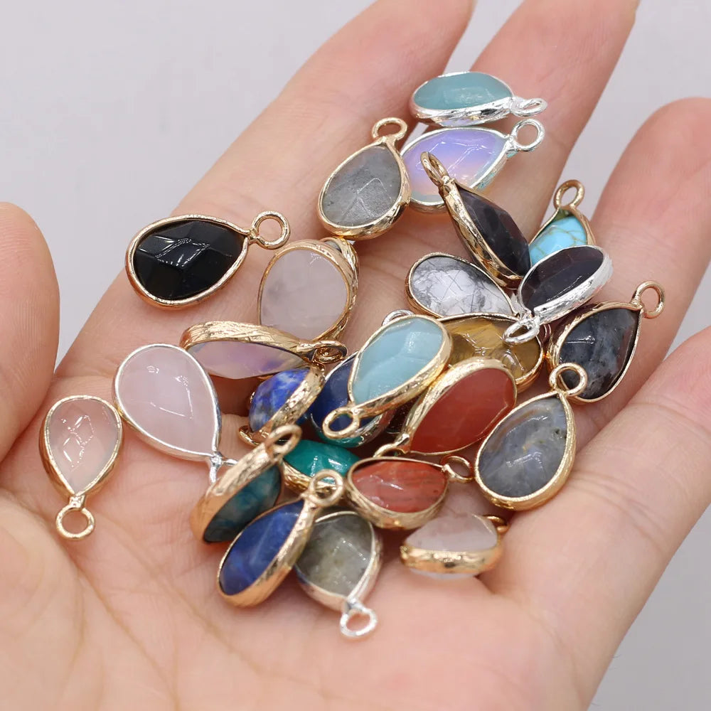 Wholesale Natural Stone Necklace Pendants  Raw Quartz Gemstone Charms Drop Crystal Pendant Jewelry Making Accessories