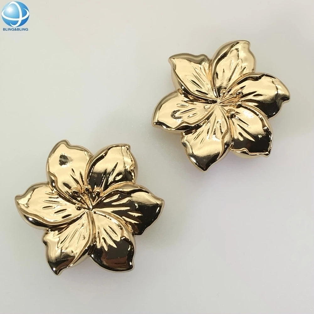 Luxury Gold Plated Rust Resistance Flower Swimwear Buckle Bikini Connectors for Garment Dress Underwear Brooch Clip Accessory