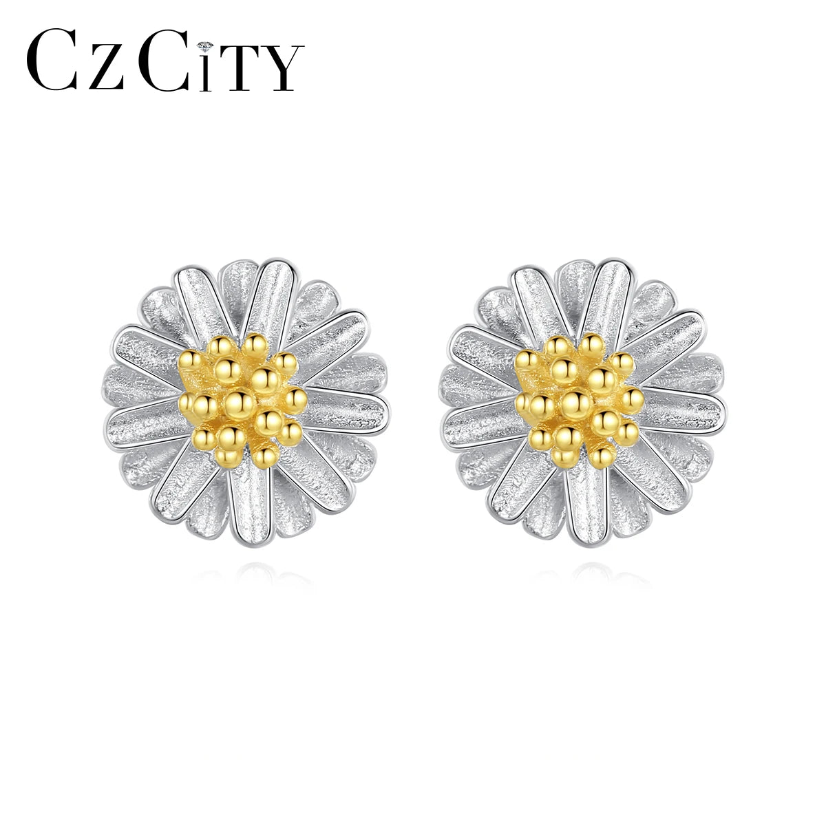 CZCITY 18K Gold Plated New Styles of Daisy Stud Earrings for Women 2026 Double Gold Plated Small Daisy Flower