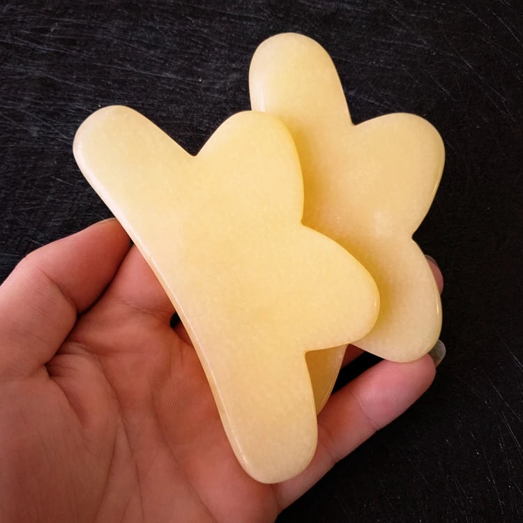 DIY 100% Natural Yellow Jade pink Massage Guasha Tools Facial Massage Jade Guasha Gua Sha Yellow Jade Stone Board