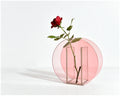 Modern Art Deco Customizable Crystal Transparent Pink Tabletop Flower Vase with Custom Logo for Wedding New Year Home Decor