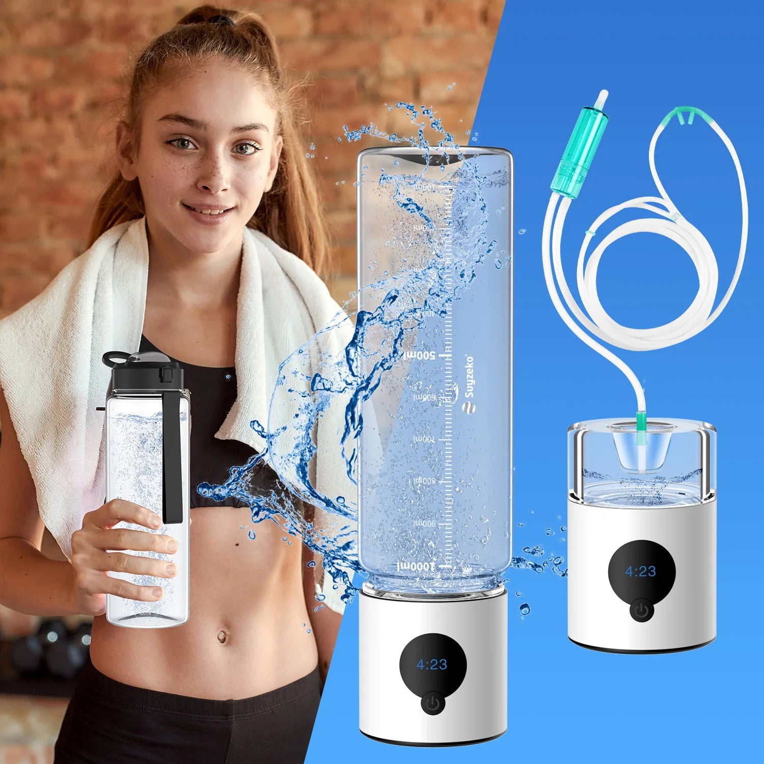Suyzeko Wholesale Sports Hydrogen Rich Water Generation Bottle 390ml 650ml 1000ml Molecular Hydrogen Water Bottle