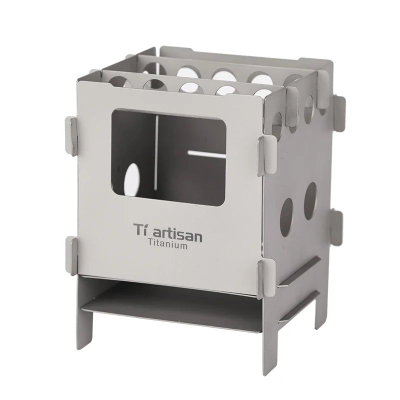 Titanium Folding Backpacking Furnace Wood Burning Stove for Outdoor Camping & Picnic Cooking for Hiking & Wilderness Adventures