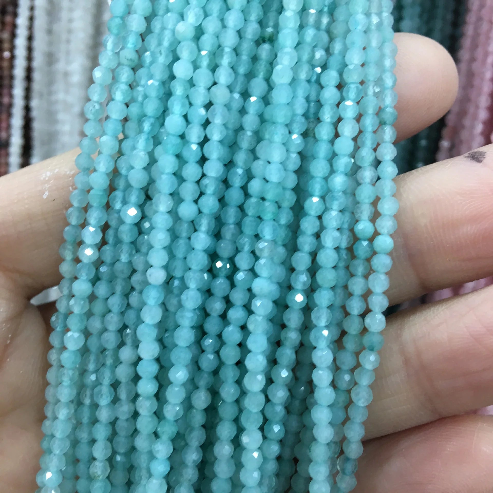 JOYFFO Natural Stone Beads Loose Gemstone Strand Ocean Agate 2mm Chalcedony Stone Crystal Beads Wholesale 20 Strands MOQ Jewelry