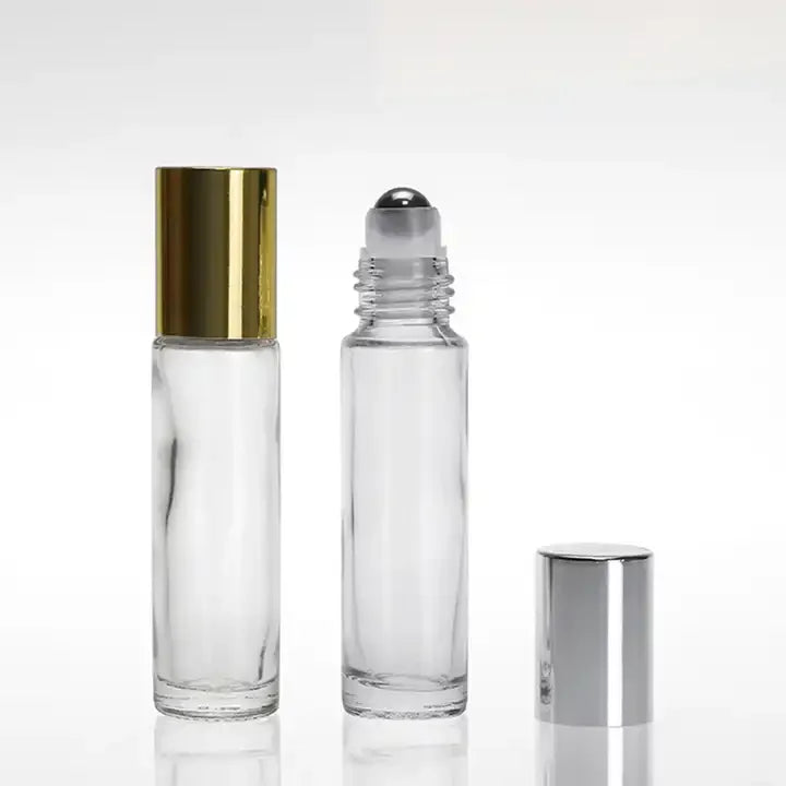 Luxury Cosmetic Packaging 10ml clear square Shape Essential Oil Glass Bottle with Lid Steel Roller Ball with After Sale Service