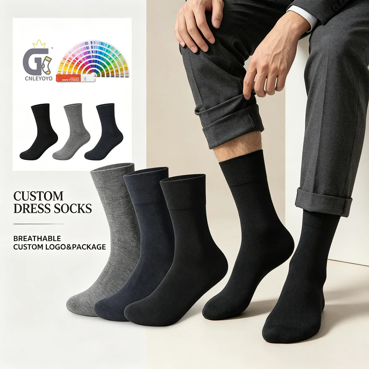 Wholesale High Quality 200 Needle Plain Black Dress Socks Anti-bacterial Bamboo Fiber Business Crew Socks for Men