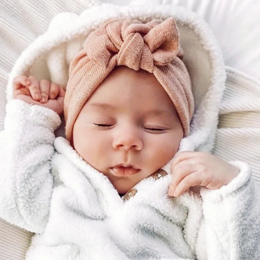 Hot Sale Baby Turban Beanie Newborn Toddler Knit India Big Bowknot Hat