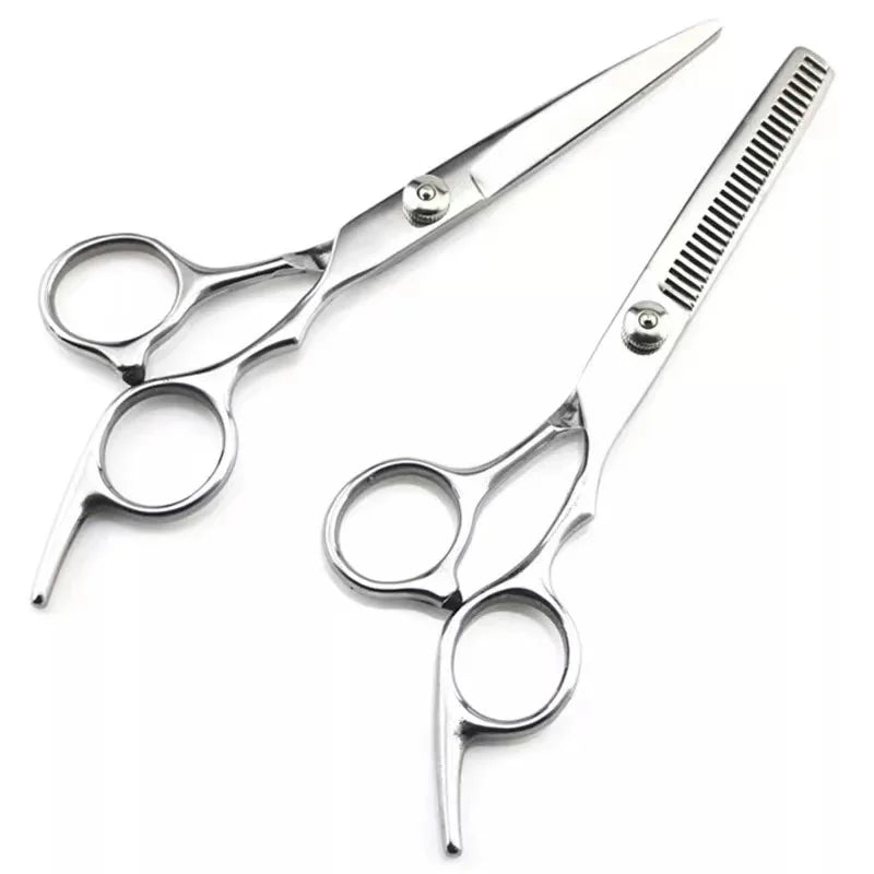 Silver Hairdresser Straight Cut Teeth Scissor Professional Hair Stylist Haircut Thinning Scissors Hairdressing Barber Metal