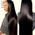 13x4 Natural Black Color 150% Density Silky Straight Human Hair Transparent Peruvian Hair Wig Lace Front Wigs for Women