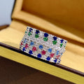 New Design 925 Sterling Silver Colored Gemstone PavÃ© Diamond Ring
