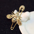Luxury Full Crystal Gold Color Bee Brooches for Woman Shiny Hollow Bee Brooch Pin for Coat Fine Jewelry