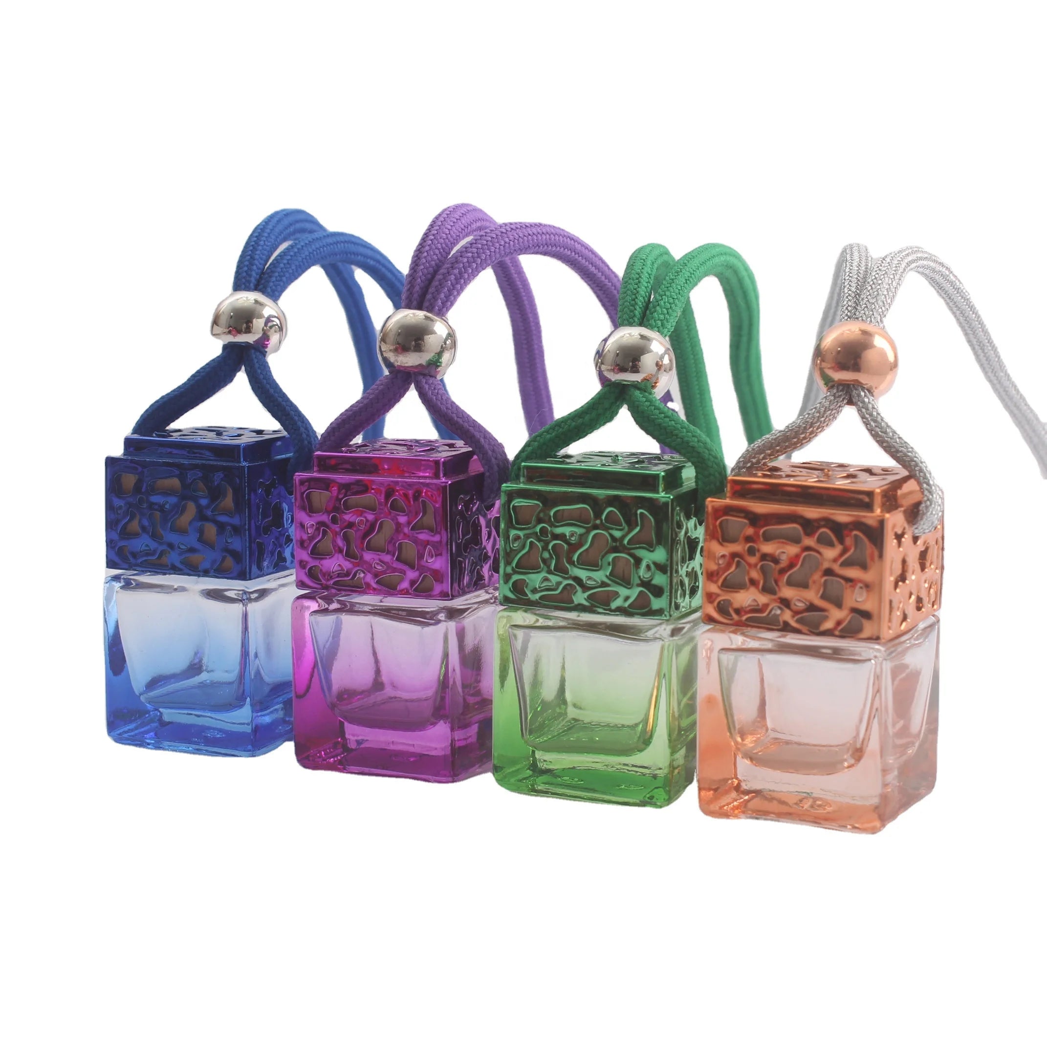 6ml New Hanging Perfume Square Glass Bottle Swirl Color Diffusion Air Freshener Empty Fragrance Container